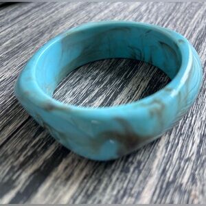 Blue Marbled Bangle Bracelet